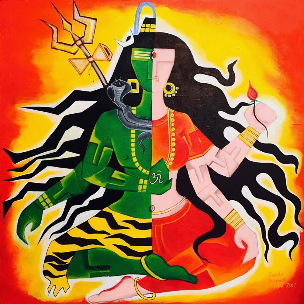 Ardhanareeshwar | 36” x 36” | Acrylic On Canvas