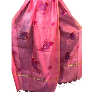 Hand Painting of Flying Birds on Chanderi Silk Dupatta