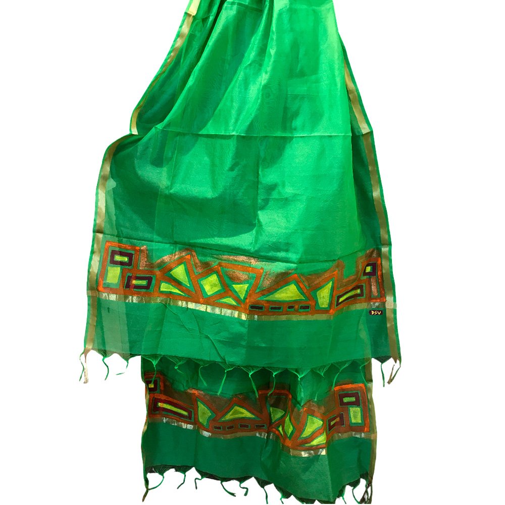Hand painting on Chanderi Silk Dupatta (1)