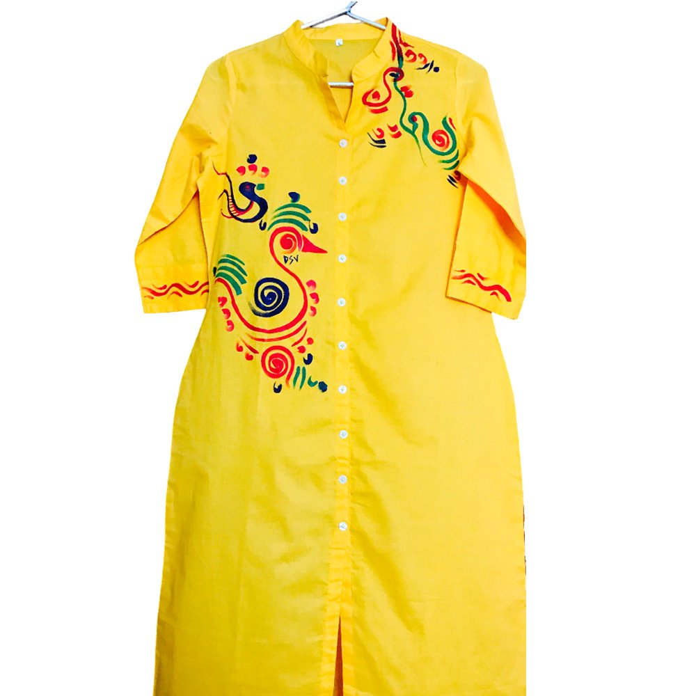 Hand Painting On Pure Cotton Kurta