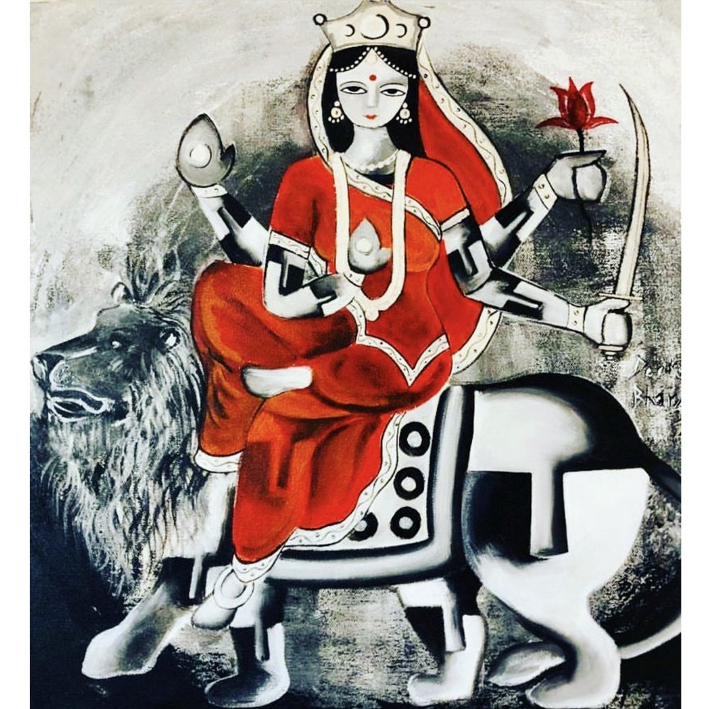 Maa Katyayani | 18″ x 18” | Acrylic On Canvas