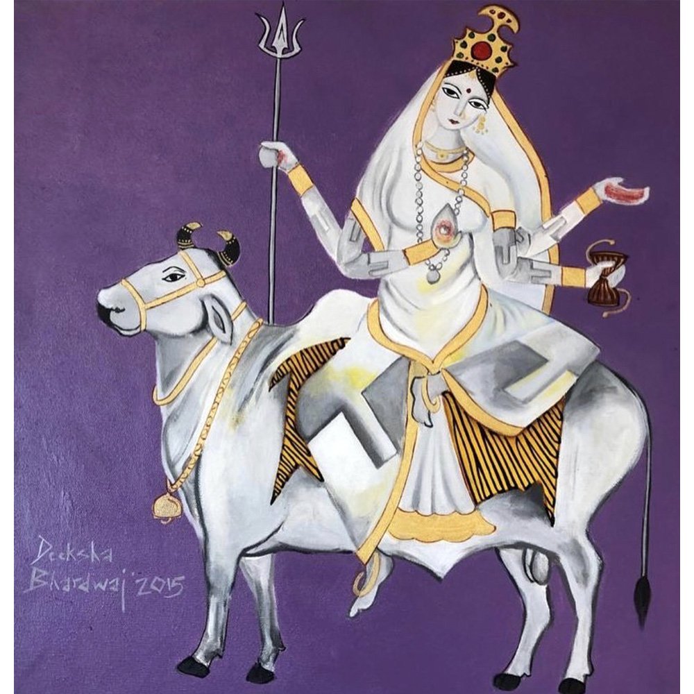 Maa Mahagauri | 18″ x 18” | Acrylic On Canvas